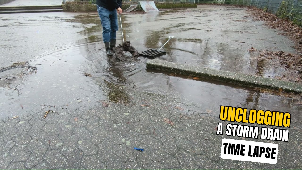 #026-2 - Time lapse - Unclogging a storm drain after rain in Germany ...