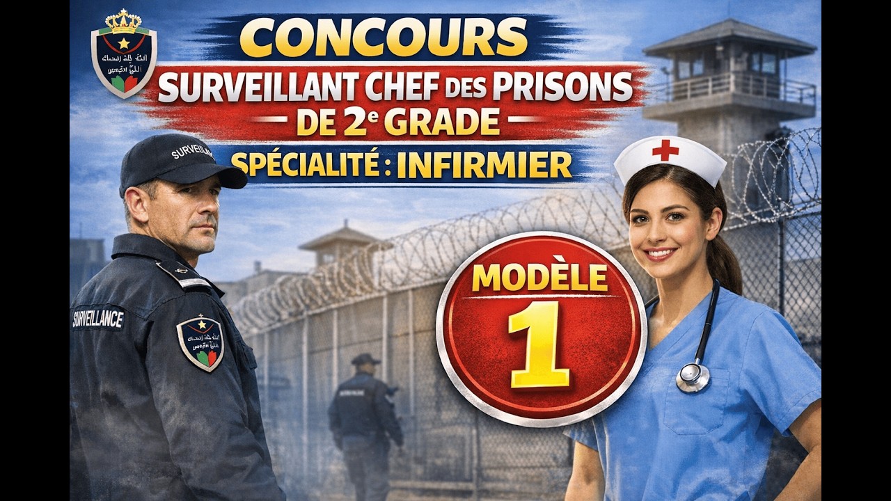 استعد للمباراة: نموذج مباراة مراقب سجون رئيس من الدرجة الثانية تخصص التمريض | نموذج 1