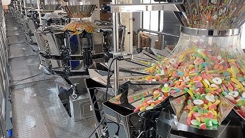14 heads weigher high speed gummy vffs filling machine, gummy candy packaging machine