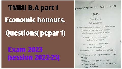 TMBU B.A part1 economic honours paper 1 question paper exam 2023 session 2022-25#tmbu