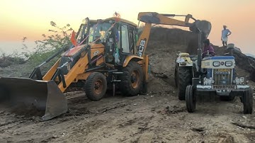 Jcb 3dx Loading mud in Swaraj Tractor Video || Swaraj Tractor Loading Video Part-06