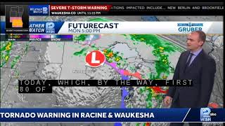 The NWS issued a tornado warning for Racine and Waukesha counties.