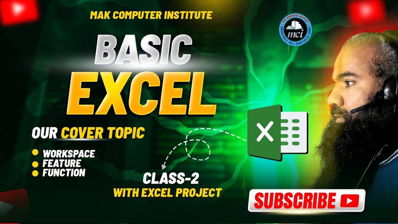 Basic to Advance Excel Class 2 Tutorial | Excel Workspace, Features ...