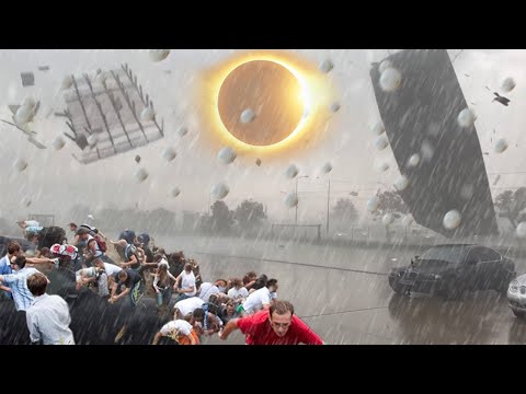 Texas USA destroyed in 2 minutes! Solar eclipse, storm and hail occurred in 1 day