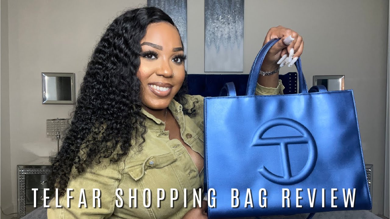 MEDIUM COBALT BLUE TELFAR SHOPPING BAG UNBOXING/REVIEW