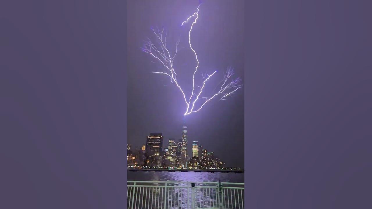 LIghtning strike from structure up to the sky