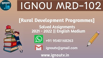 IGNOU MRD-102 Solved Assignment Jan 2021 & July 2021 || PGDRD || MRD-102 || IGNOU TV || IGNOU ||