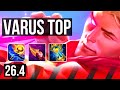 VARUS vs ZAAHEN (TOP) | 5k gold comeback, Good KDA: 9/3/12 | KR Challenger | 26.4