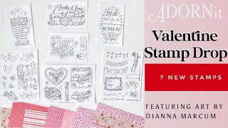 7 NEW Valentine Clear Stamps! Featuring art by Dianna Marcum
