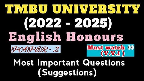 English Honours |Paper -2|Part-1|#suggestions,Important questions(2022-2025)TMBU university#tmbu