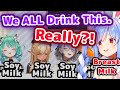 Pekora Is Surprised Everyone Drinks Soy Milk feat. Rushia, Flare, Marine, Noel 【ENG Sub/Hololive】