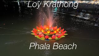 Celebrating Koy Krathong Festival at Phala Beach in Banchang