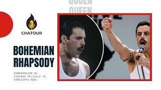 Comparación de Escenas | Queen | Bohemian Rhapsody (con letra) | Live Aid (1985) Vs Película (2018).