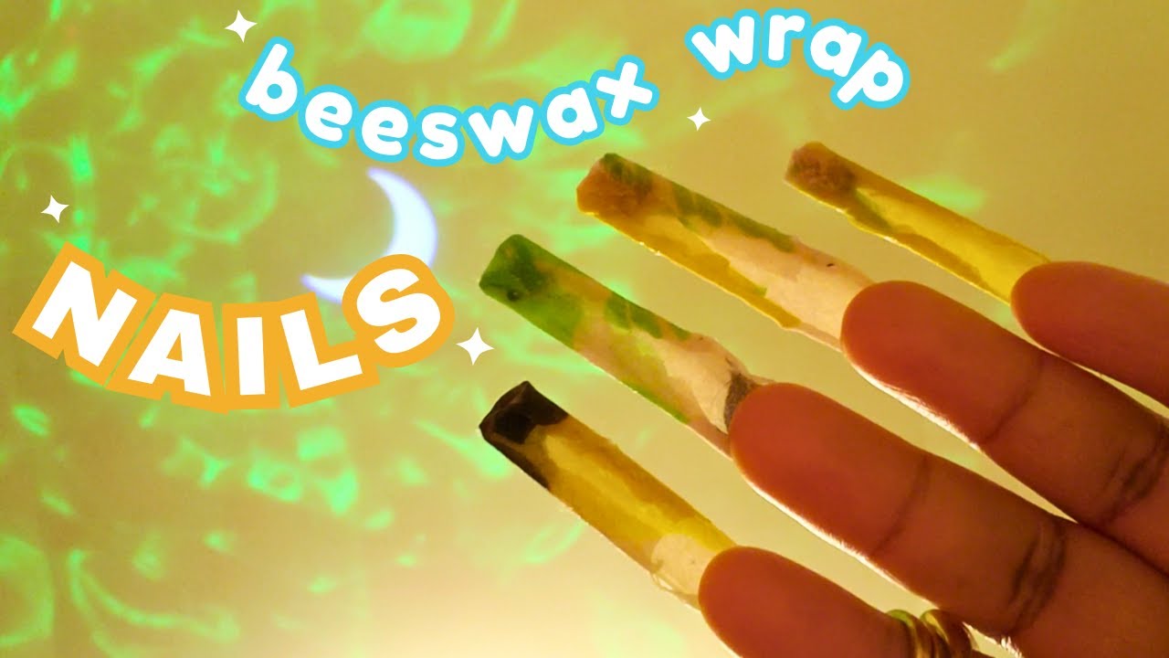 Beeswax Wrap Tapping and Scratching ASMR Whispering , Beeswax Wrap Nails , Long Nail Tapping