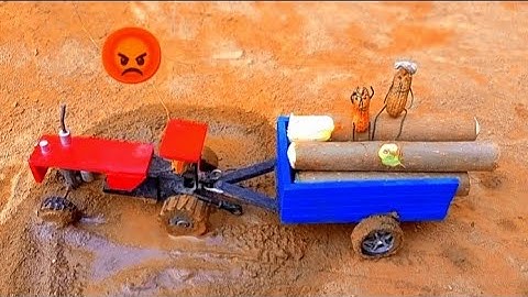 diy tractor stuck in mud science project | @Mini KTG | Hacks point...