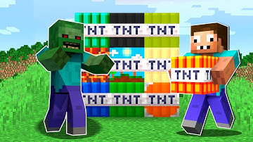 Minecraft TNT VOLCANO HOUSE BUILD CHALLENGE - NOOB vs PRO vs HACKER vs GOD / Animation