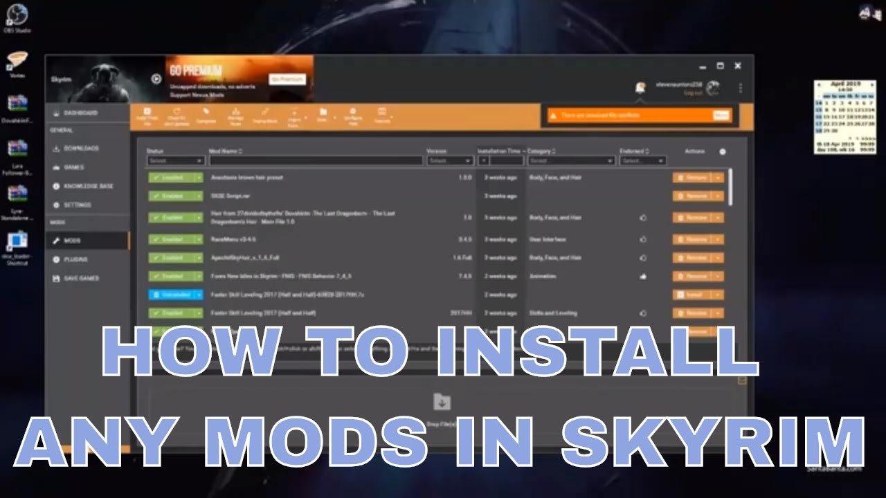 How To Install Any Mods For Skyrim Pc 2019 With Vortex Youtube