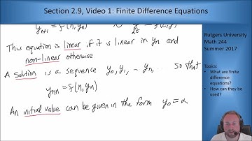 MATH 244: Section 2.9, Video 1: Finite Difference Equations