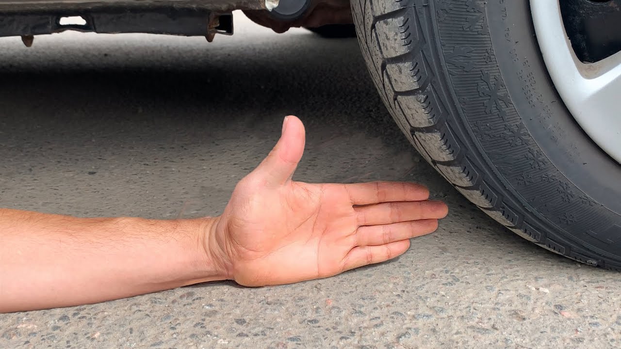 Crushing Crunchy & Soft Things by Car! - EXPERIMENT: CAR VS RUBBER HAND