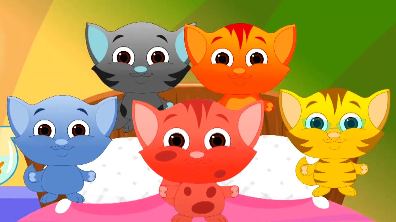 Five Little Kittens Jumping On The Bed Cats Song More Nursery Rhymes