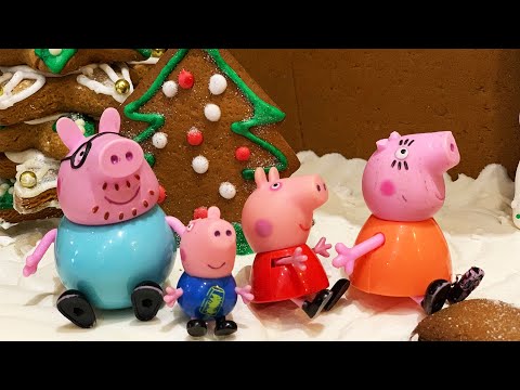 დანიელა თამაშობს თოვლში პეპა გოჭის ოჯახთან ერთად