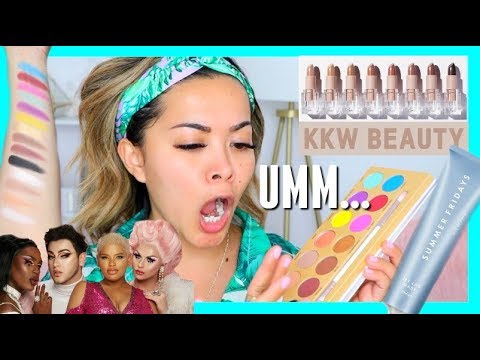 trying-hot-new-products!-kkw-beauty-nude-lipsticks,-manny-mua-lunar-beauty,-jet-lag-mask-+-more!