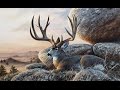 Acrylic Landscape Speed-painting | Mule deer at sunset