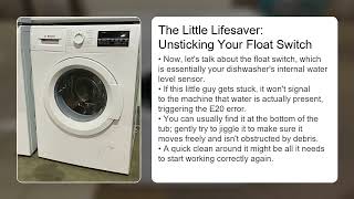 Bosch Dishwasher Error Code E20 – Water Not Detected Fix