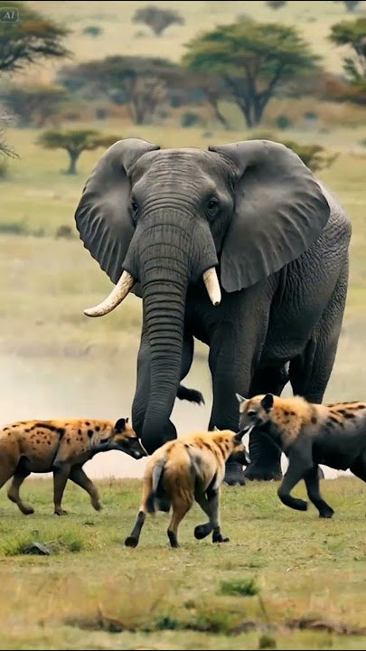 Elephant vs Hyena Pack – The Battle for Survival #animalfight