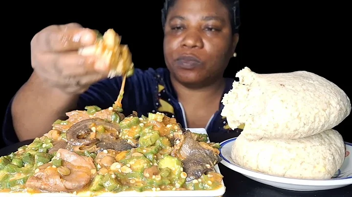 African food mukbang fufu with okra soup (ASMR eating Sound)