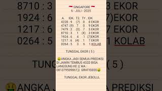 RUMUS EKOR JITU || PREDIKSI SGP 6 JULI 2025 || BOCORAN SINGAPORE HARI INI || RUMUS SGP HARI INI
