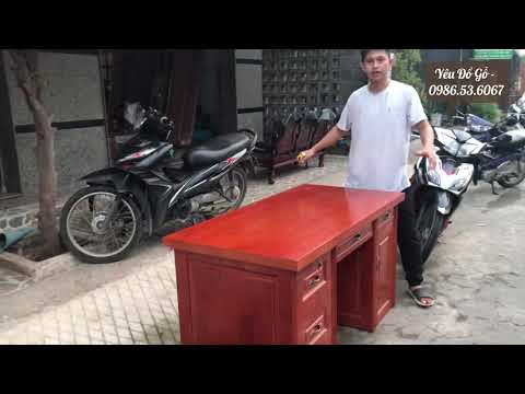 Video Bàn làm việc gỗ tự nhiên - bàn làm việc thông giá rẻ - YouTube