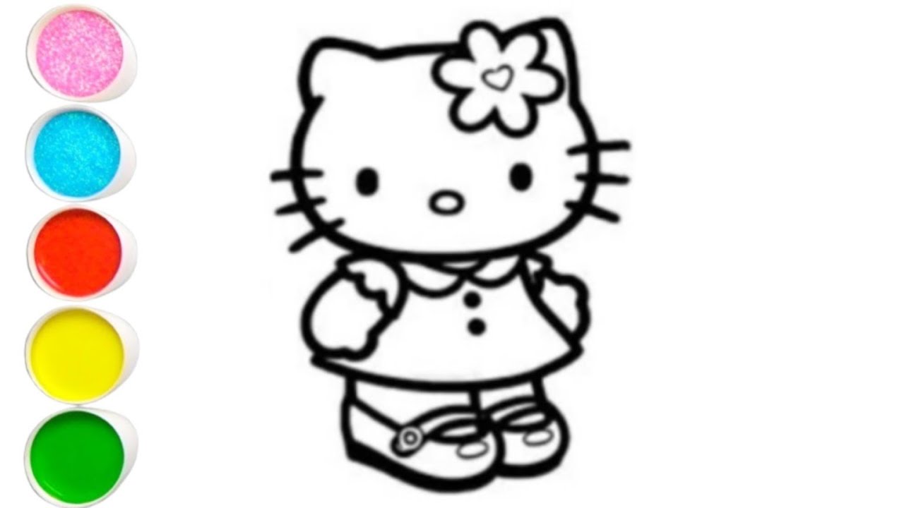 Hello kitty drawing painting and coloring for kids and toddler's 