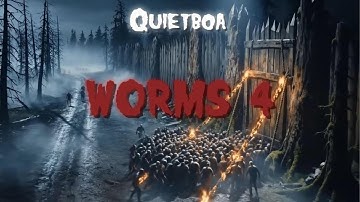 WORMS 4 The zombie horde approaches the massive fortress gate and they set the ropes on fire.