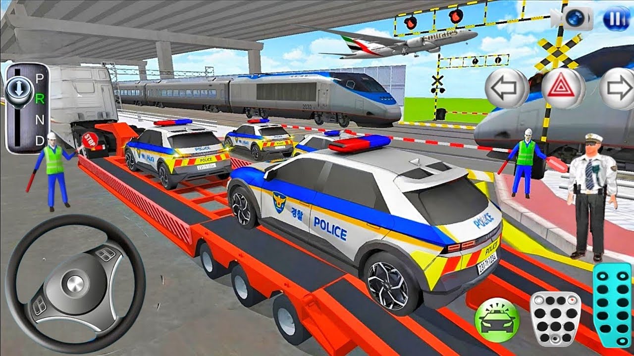 New Police Cars Transport to Police Station Trailer Truck 3D Driving Class 2026! Android Gameplay