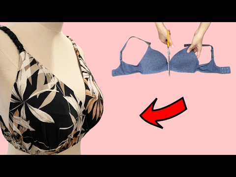 Don't throw away old bras!  See what I did with it | Bikini bra cutting and sewing