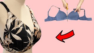 Don't throw away old bras!  See what I did with it | Bikini bra cutting and sewing