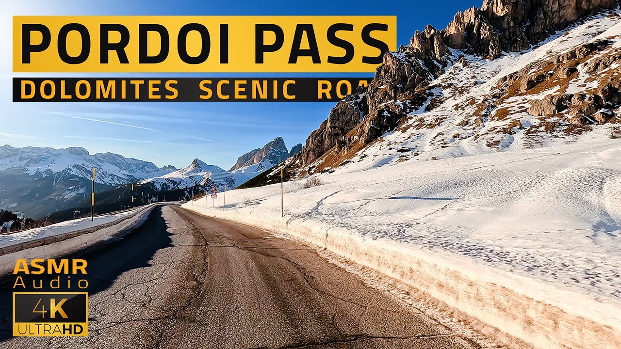 Dolomites 4k | Scenic Road Trip in the Italian Alps | Pordoi Pass - Sellaronda | (ASMR)