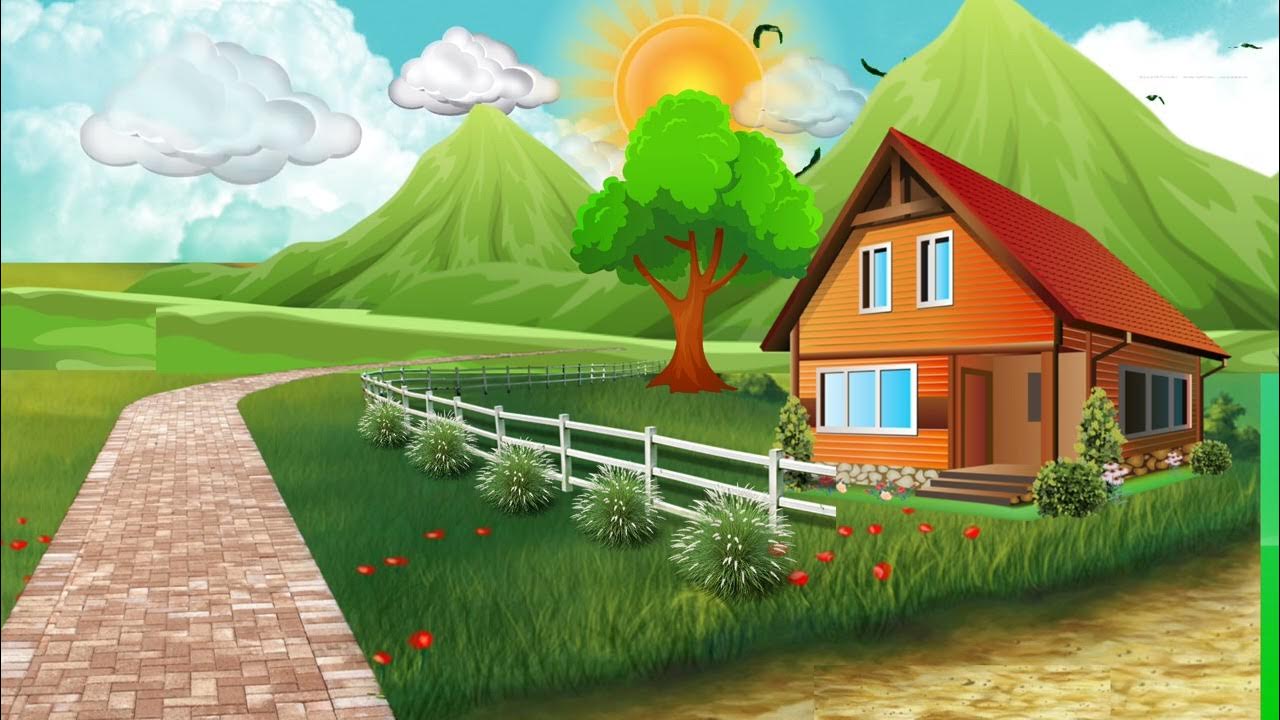 HD free download animated homes village and mountain background | cartoon  loop background - YouTube