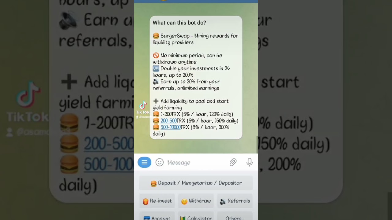 100% real trx doubling bot on telegram return 120% in one day link 👇👇👇
