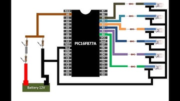 PIC16F877A based battery level indicator. Proteus simulation with MikroC for PIC coding. Tutorial.