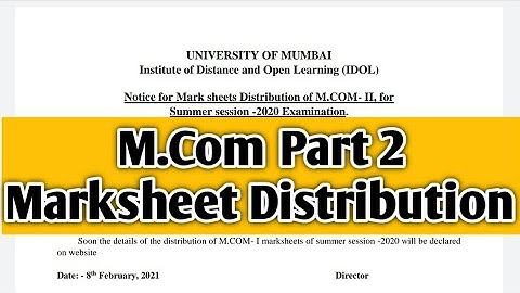 MCOM PART 2 Marksheet Distribution | Mumbai University Idol | Ashish Sir