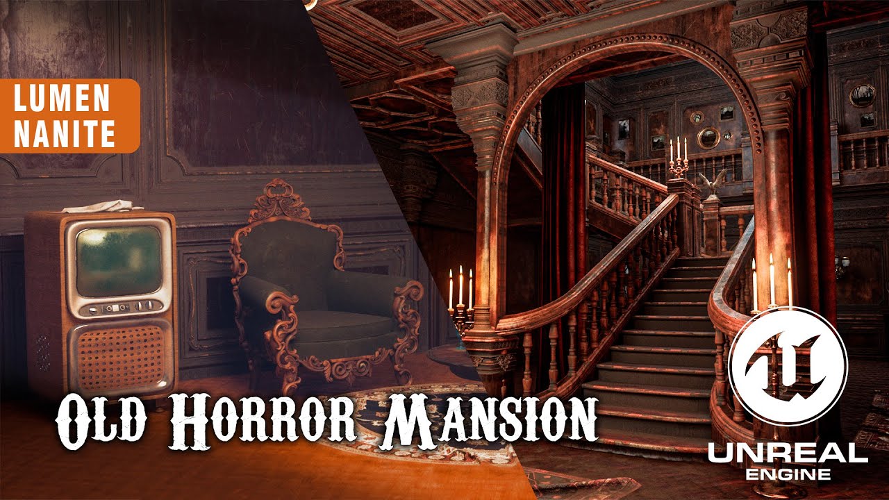 Old Horror Mansion UE5 Cloudy Lighting!!! Unreal Engine 5 Marketplace Content ! Nanite and lumen !