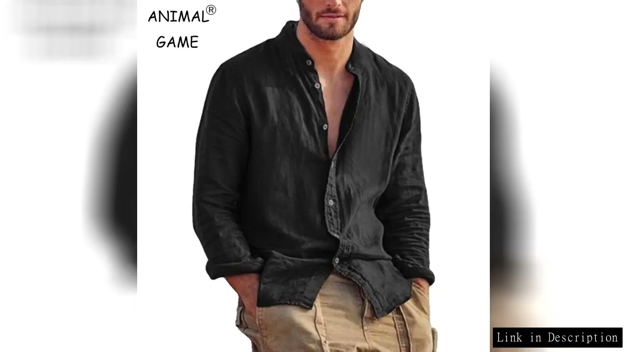 Sweatwear Men's Long Sleeve Shirt Linen Solid Color Shirts Trend Stand Collar Casual Lightweight Bre