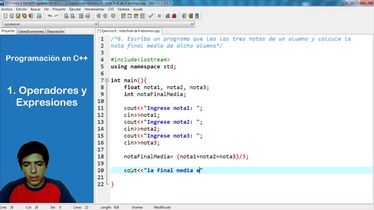 6. Programación en C++ || Operadores || #6 Calculando nota final media ...