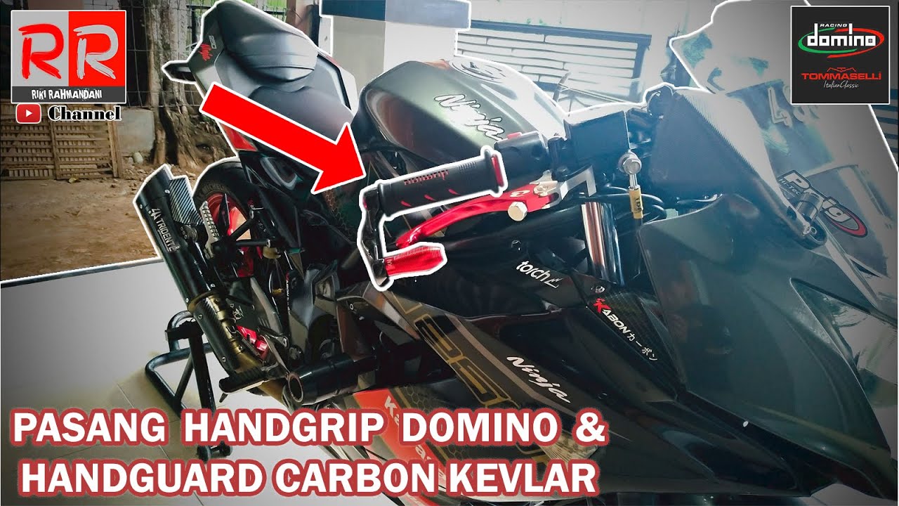 Install Handgrip Domino & Handguard / Proguard Carbon Kevlar on Ninja 250 SL Mono