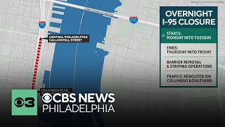 Part of I-95 to close overnight in Philadelphia this week
