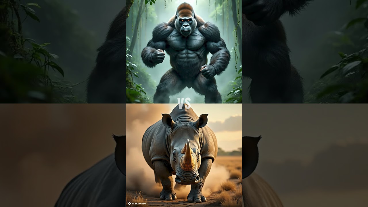 Gorilla vs Rhino 🦍⚔️🦏 | Who’s the Real Beast?"