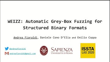 "WEIZZ: Automatic Grey-box Fuzzing for Structured Binary Formats" talk - ISSTA 2020