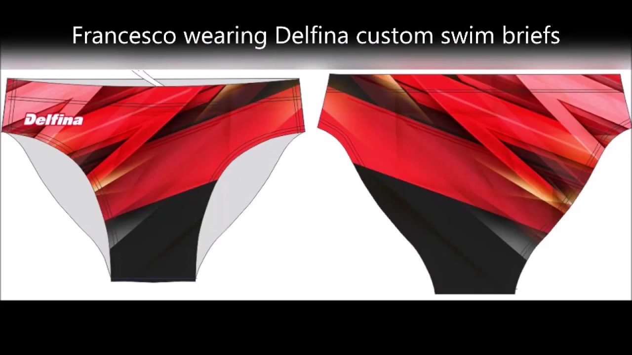 Delfina Abstract design swim briefs worn in international diving competition by Italian junior